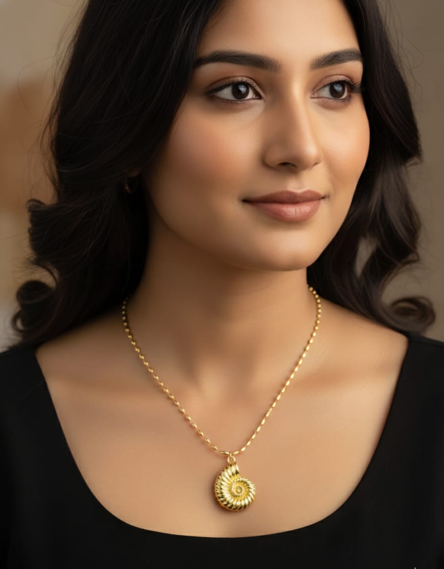Anti-Tarnish Waterproof Spiral Shell Pendant Necklace for Women