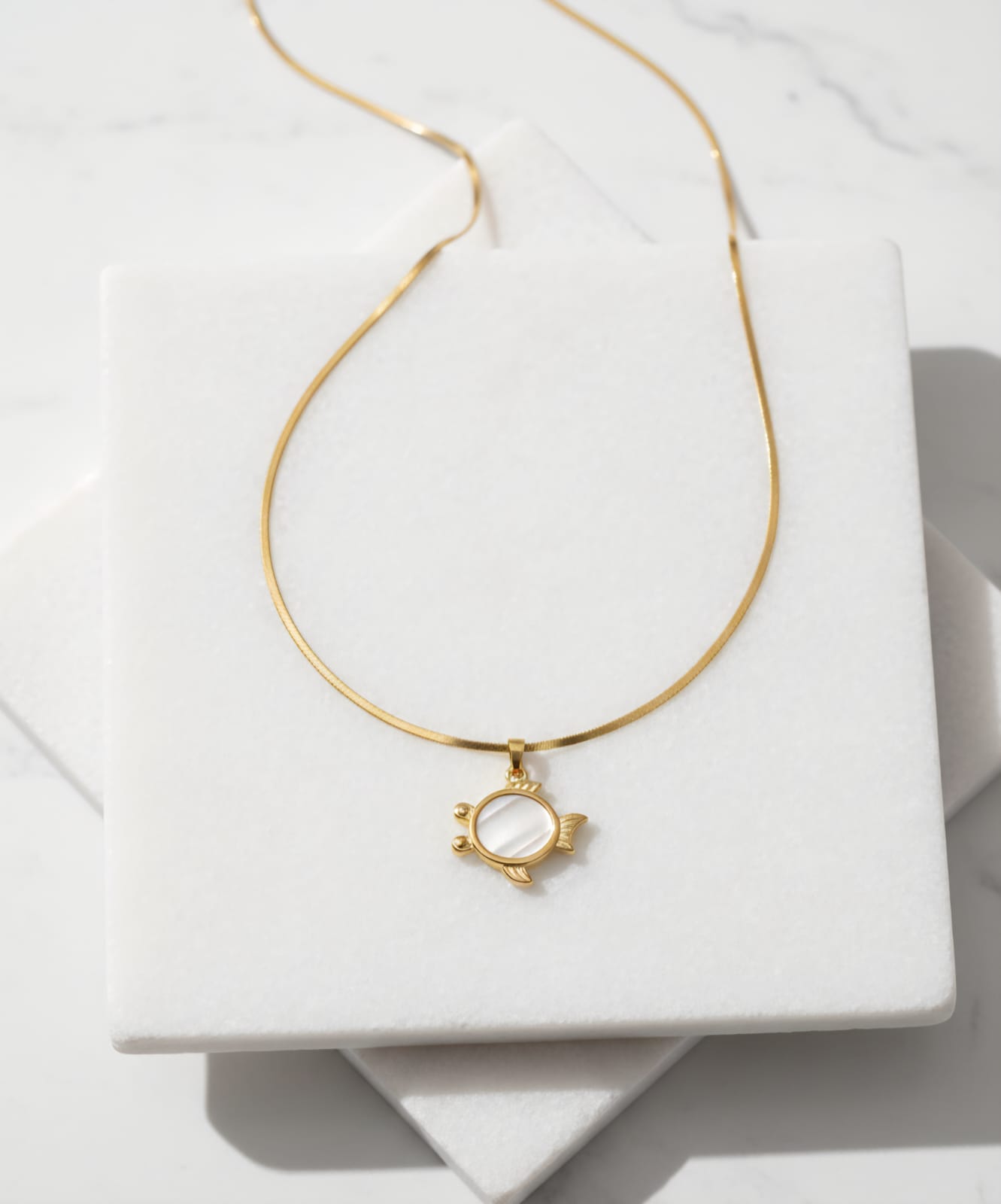 Minimal Gold-Tone Fish Pendant Necklace for Women & Girls
