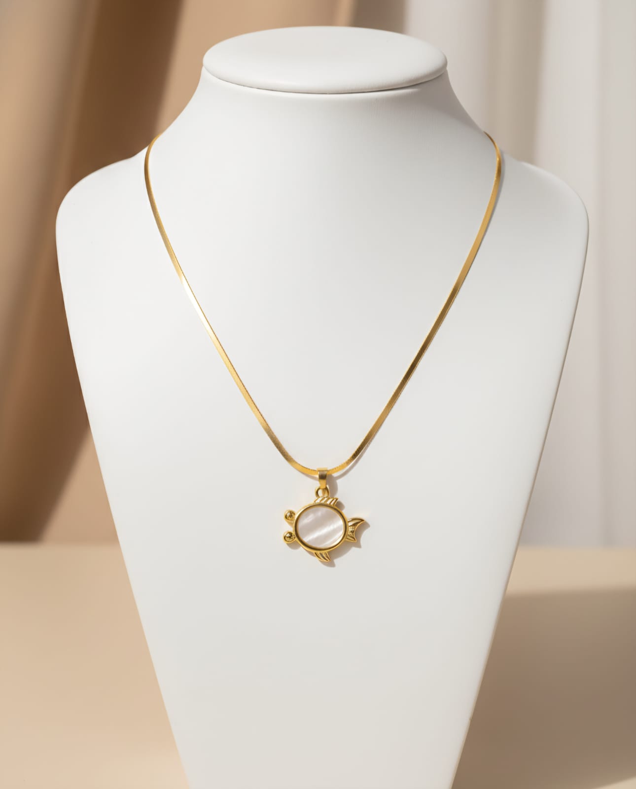 Minimal Gold-Tone Fish Pendant Necklace for Women & Girls