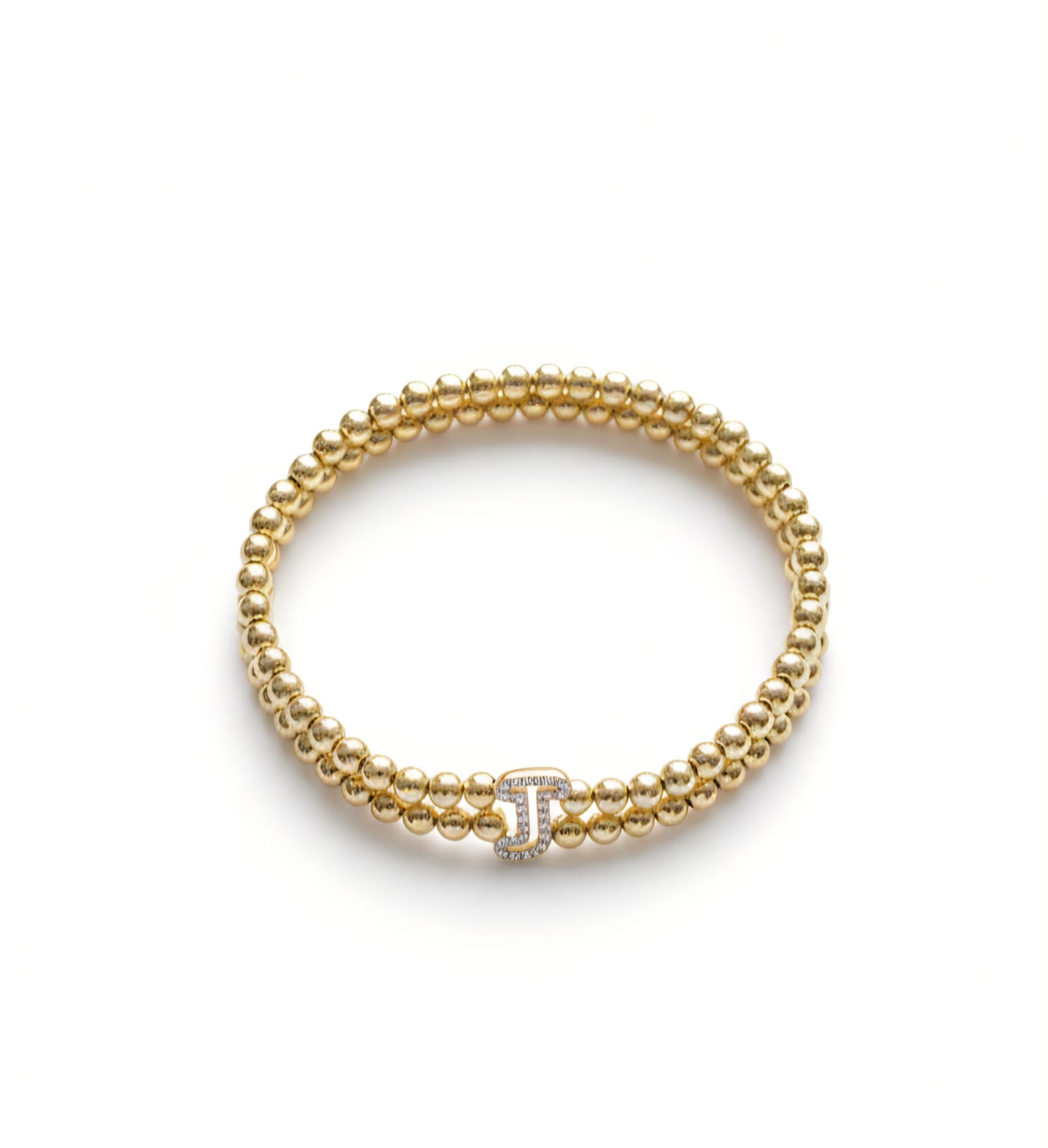 Golden Double Layer Beaded Initial “J” Bracelet for Women & Girls