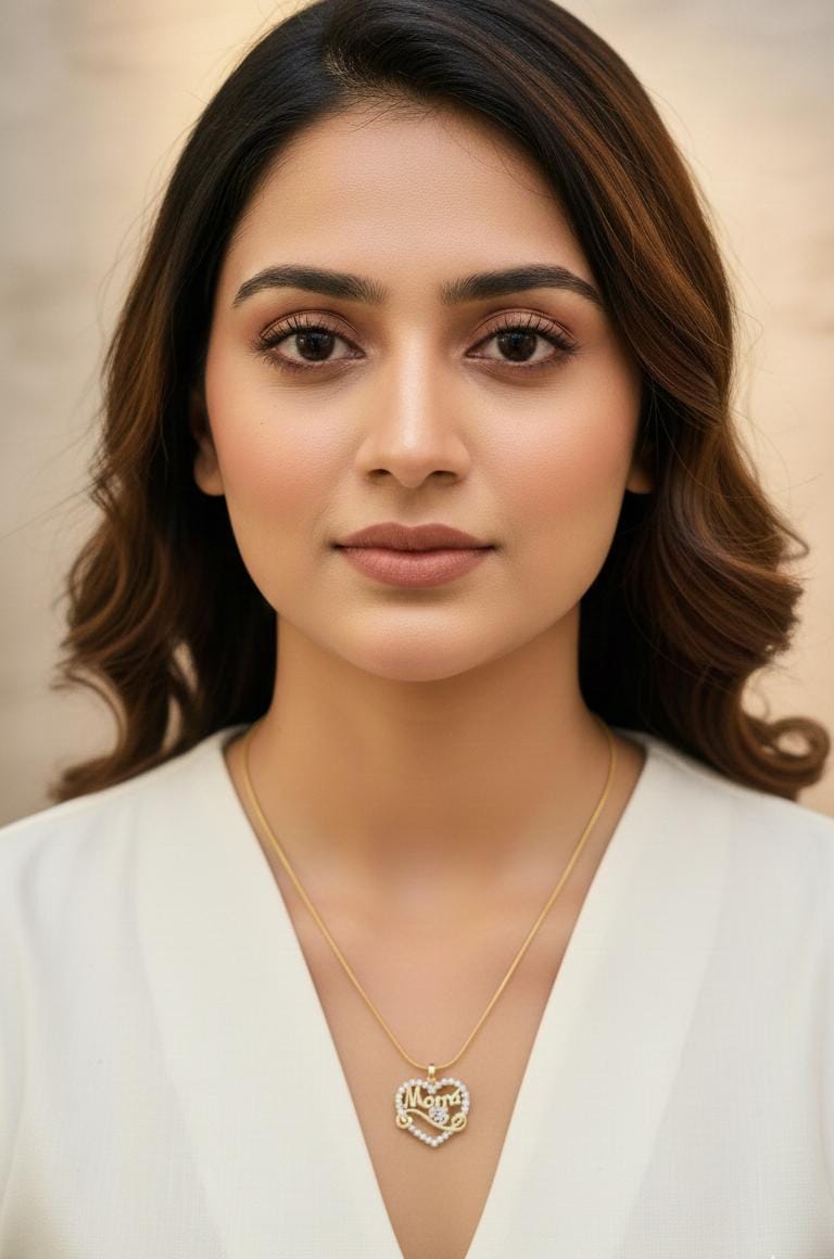 Anti Tarnish Waterproof “Mama” Heart Pendant Gold-Plated Necklace