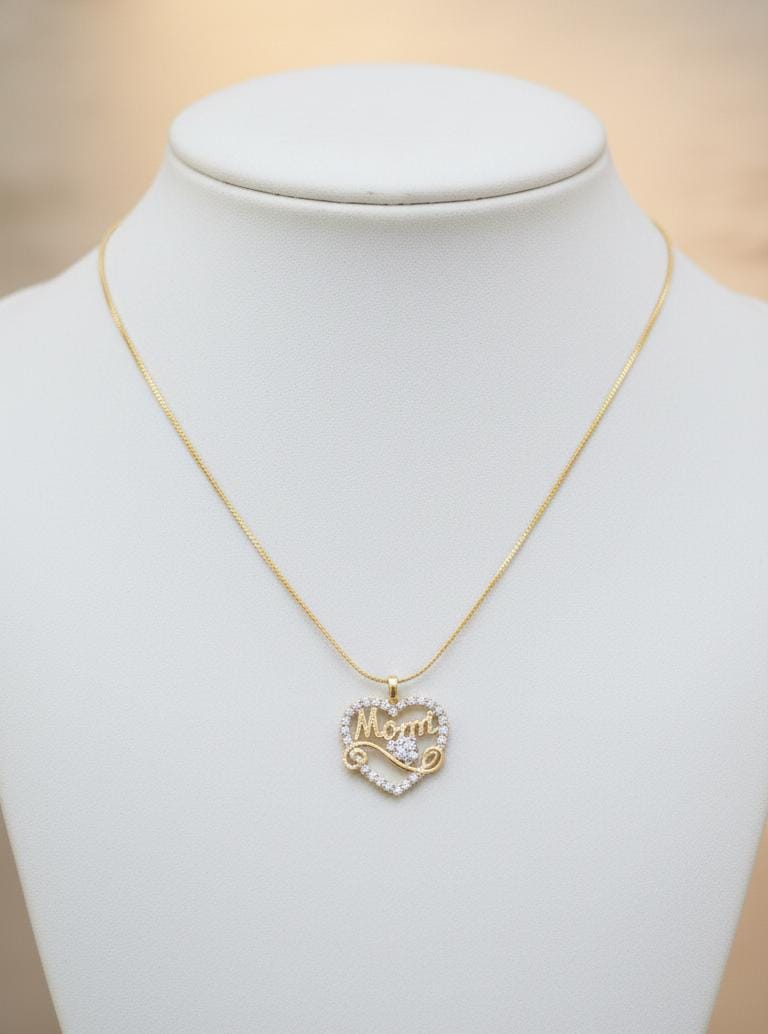 Anti Tarnish Waterproof “Mama” Heart Pendant Gold-Plated Necklace