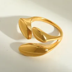 Anti Tarnish Gold Plated Adjustable Open Ring for Women